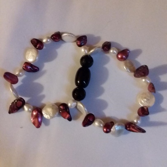 Lucien Piccard genuine freshwater red pearls  brac - Picture 1 of 3
